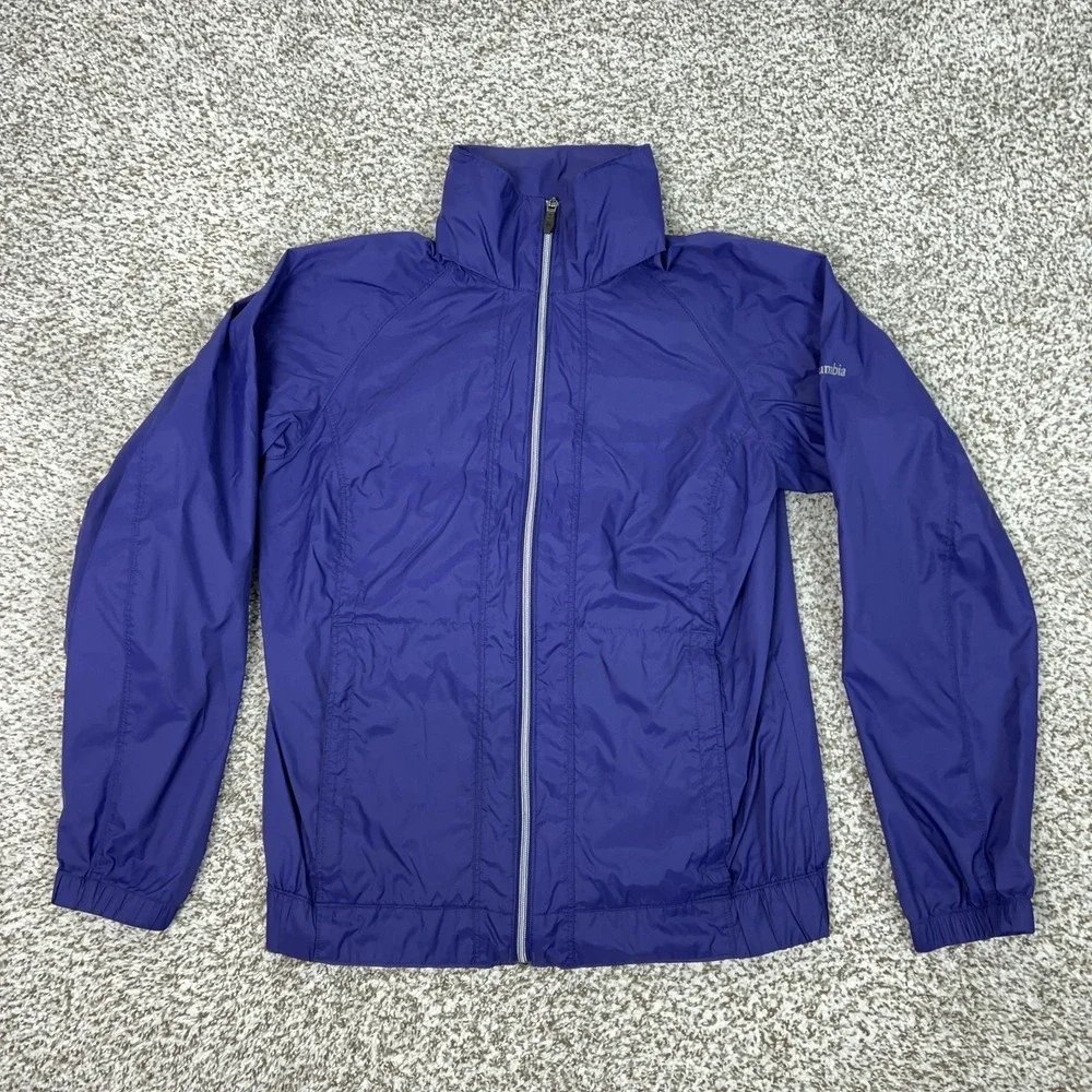 Columbia Jacket Mens Small‎ Blue Full Zip Windbreaker Lightweight Hiking Gorp